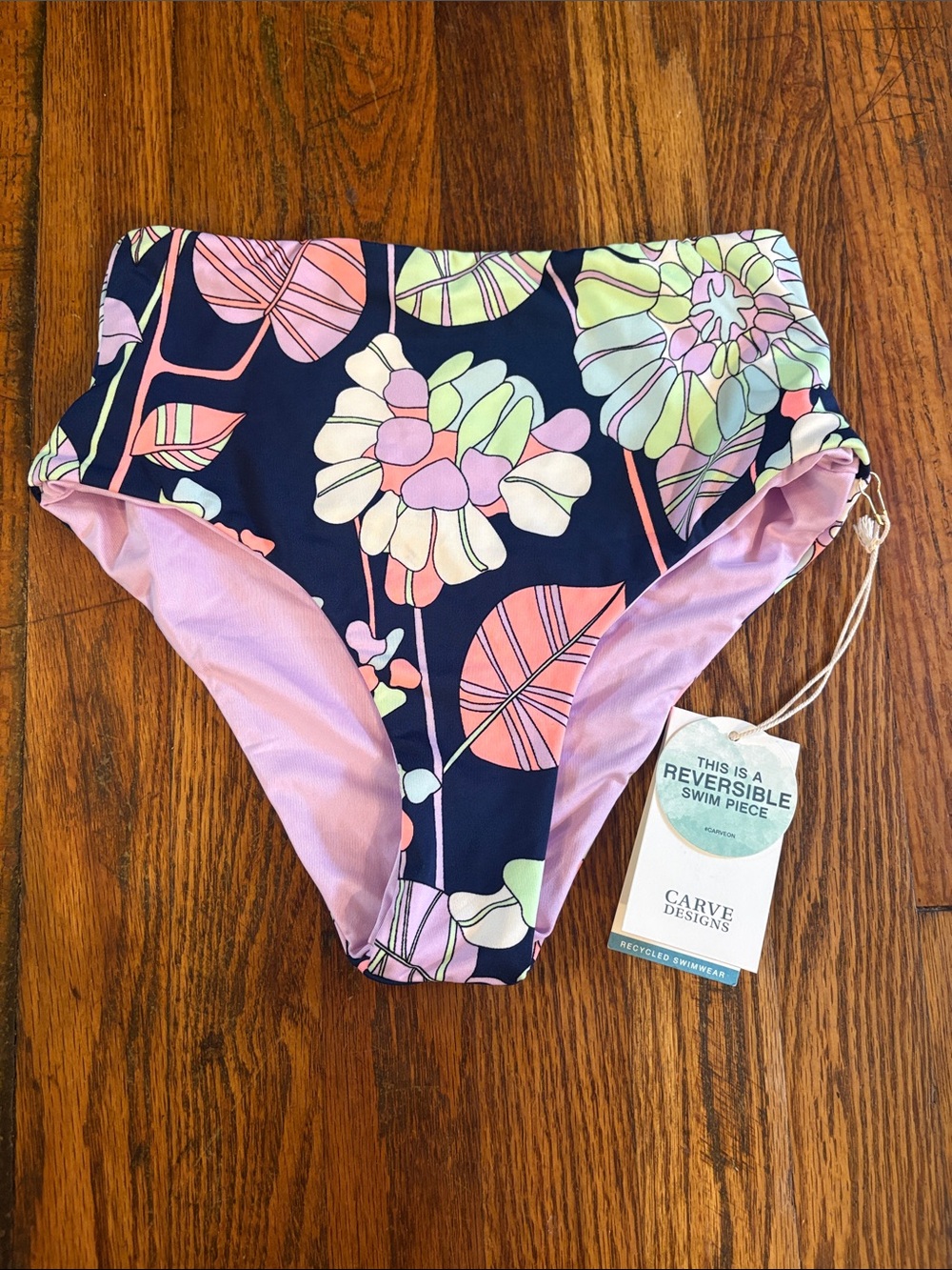Carve Designs Lilac Reversible Bikini Bottom with Floral Print